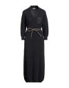 Peserico Woman Midi Dress Midnight Blue Size 6 Virgin Wool, Silk, Cashmere, Metallic Fiber