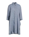 Peserico Woman Midi Dress Navy Size 6 Linen In Navy