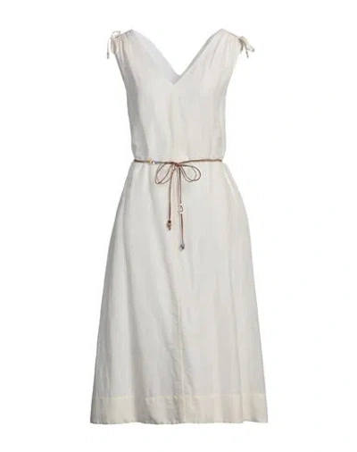 Peserico Woman Midi Dress Off White Size 6 Linen, Cotton