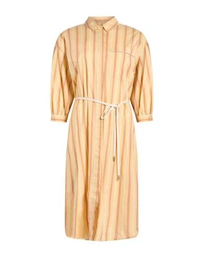 Peserico Woman Midi Dress Pastel Yellow Size 0 Cotton In Orange