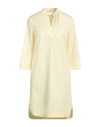Peserico Woman Midi Dress Pastel Yellow Size 12 Cotton, Elastane