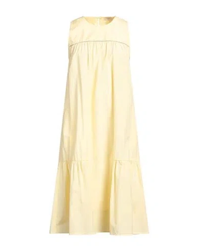 Peserico Woman Midi Dress Pastel Yellow Size 6 Cotton, Polyester