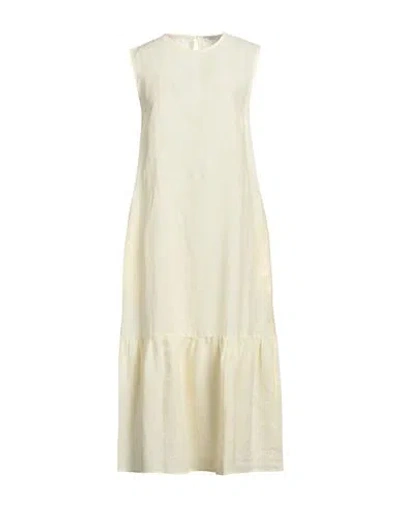 Peserico Woman Midi Dress Pastel Yellow Size 6 Linen