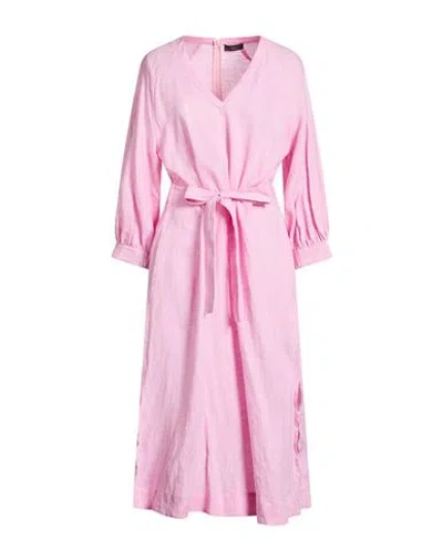 Peserico Woman Midi Dress Pink Size 6 Linen