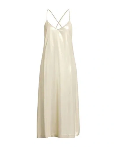 Peserico Woman Midi Dress Platinum Size 6 Viscose In Yellow