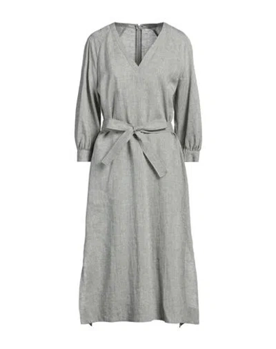 Peserico Woman Midi Dress Sage Green Size 10 Linen