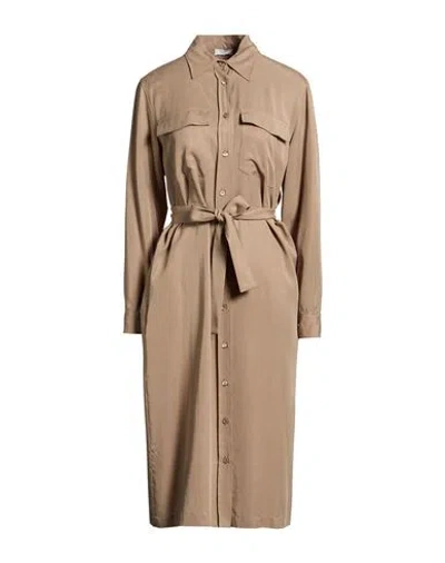Peserico Woman Midi Dress Sage Green Size 4 Lyocell In Brown
