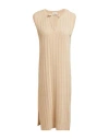 Peserico Woman Midi Dress Sand Size 12 Cotton In Beige