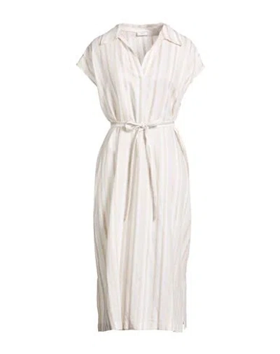 Peserico Woman Midi Dress Sand Size 14 Linen In White