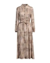 Peserico Woman Midi Dress Sand Size 14 Viscose In Beige