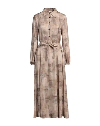 Peserico Woman Midi Dress Sand Size 14 Viscose In Beige