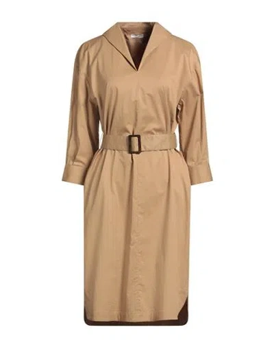 Peserico Woman Midi Dress Sand Size 16 Cotton, Elastane In Gold