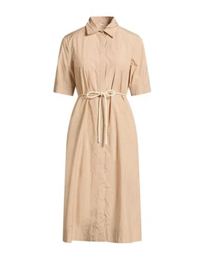 Peserico Woman Midi Dress Sand Size 2 Cotton, Polyester In Beige