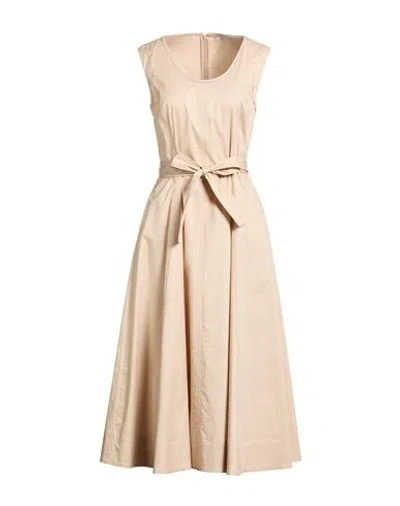 Peserico Woman Midi Dress Sand Size 6 Cotton, Elastane In Brown