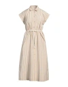 Peserico Woman Midi Dress Sand Size 6 Cotton, Polyester In Beige