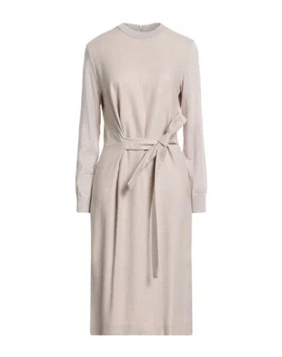 Peserico Woman Midi Dress Sand Size 6 Viscose, Wool, Merino Wool In Neutral