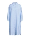 Peserico Woman Midi Dress Sky Blue Size 12 Linen