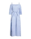 Peserico Woman Midi Dress Sky Blue Size 4 Cotton, Elastane
