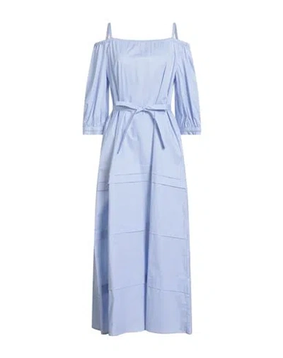 Peserico Woman Midi Dress Sky Blue Size 4 Cotton, Elastane
