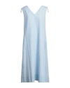 Peserico Woman Midi Dress Sky Blue Size 6 Cotton In Blue