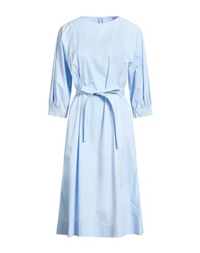 Peserico Woman Midi Dress Sky Blue Size 6 Cotton, Elastane