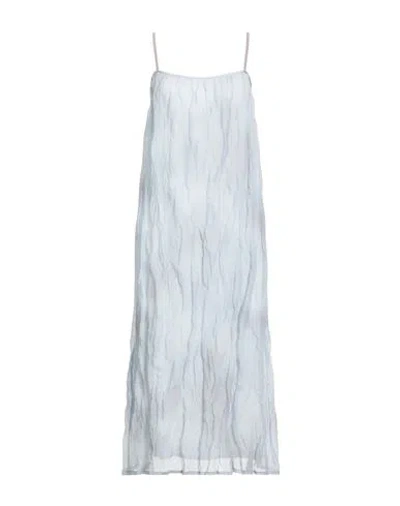 Peserico Woman Midi Dress Sky Blue Size 8 Cotton, Metallic Fiber, Viscose