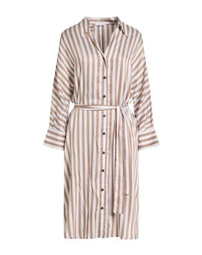 Peserico Woman Midi Dress Taupe Size 10 Viscose, Silk In Multi