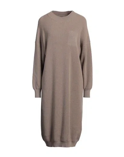 Peserico Woman Midi Dress Taupe Size 12 Virgin Wool, Silk, Cashmere, Metallic Fiber