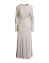Peserico Woman Midi Dress Taupe Size 12 Viscose, Polyester, Virgin Wool In Gray