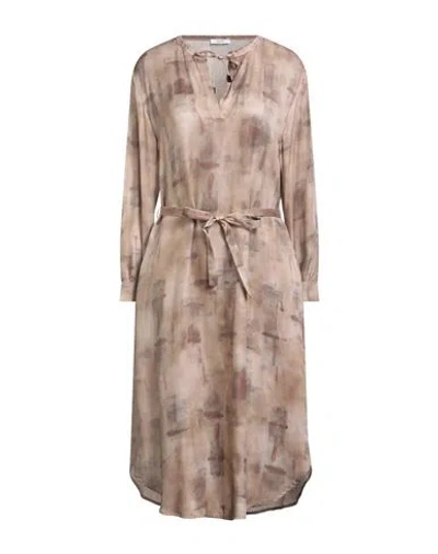 Peserico Woman Midi Dress Taupe Size 14 Viscose In Gray