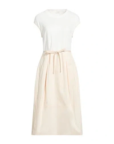Peserico Woman Midi Dress White Size 14 Cotton, Polyamide, Elastane In Neutral