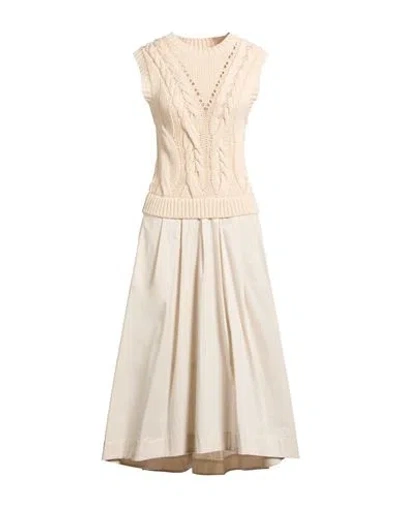 Peserico Woman Midi Dress White Size 2 Cotton, Elastane