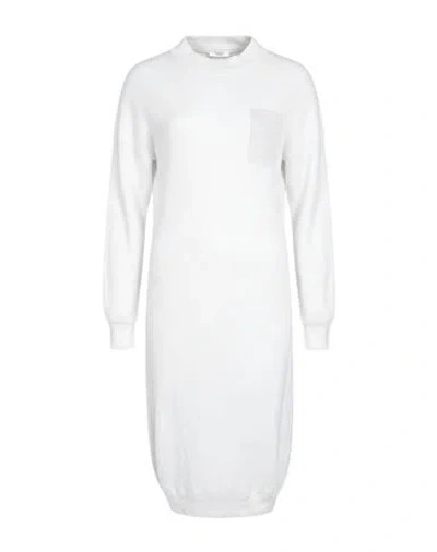 Peserico Metallic-threading Tricot Midi Dress In Bright White