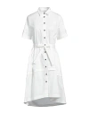 Peserico Woman Midi Dress White Size 4 Cotton, Polyester, Elastane