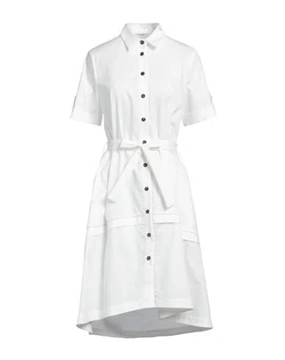 Peserico Woman Midi Dress White Size 4 Cotton, Polyester, Elastane