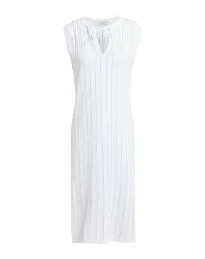 Peserico Woman Midi Dress White Size 6 Cotton