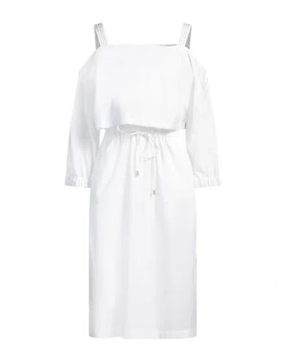 Peserico Woman Midi Dress White Size 6 Cotton, Elastane