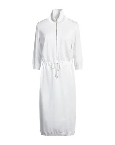 Peserico Woman Midi Dress White Size 6 Cotton, Viscose, Polyester