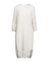 PESERICO PESERICO WOMAN MIDI DRESS WHITE SIZE 6 LINEN, POLYESTER, METALLIC FIBER, POLYAMIDE, COTTON