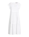 Peserico Woman Midi Dress White Size 8 Cotton, Elastane