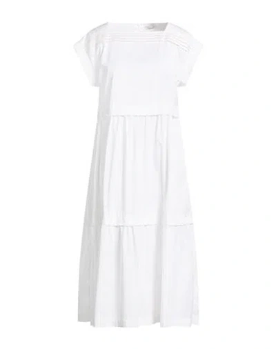 Peserico Woman Midi Dress White Size 8 Cotton, Elastane