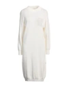 Peserico Woman Midi Dress White Size 8 Virgin Wool, Silk, Cashmere, Metallic Fiber