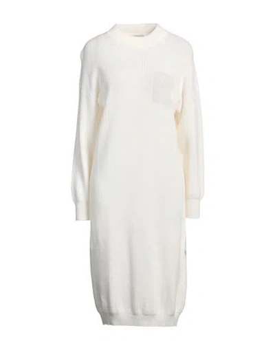 Peserico Woman Midi Dress White Size 8 Virgin Wool, Silk, Cashmere, Metallic Fiber