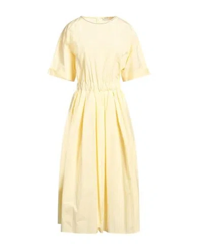 Peserico Woman Midi Dress Yellow Size 6 Cotton, Polyester