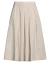 Peserico Flared Cotton Skirt Elastic Waistband In Neutral