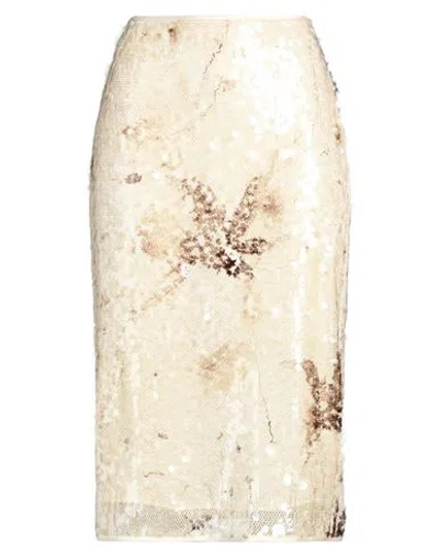 Peserico Woman Midi Skirt Beige Size 12 Polyamide, Metallic Fiber, Polyester In Animal Print