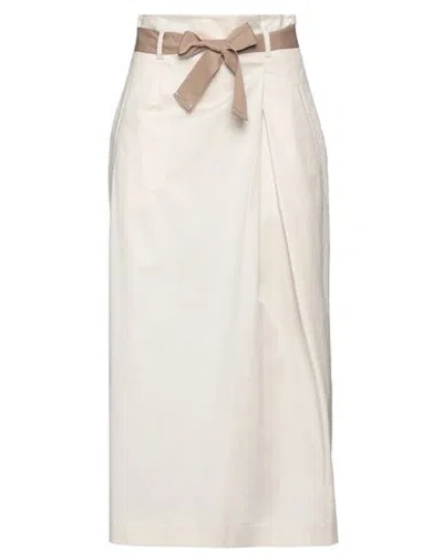 Peserico Woman Midi Skirt Beige Size 4 Cotton, Elastane