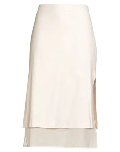 Peserico Woman Midi Skirt Beige Size 6 Cotton, Virgin Wool, Viscose, Silk, Elastane In Multi