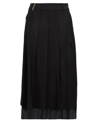 Peserico Woman Midi Skirt Black Size 4 Virgin Wool, Viscose, Elastane, Cotton, Silk