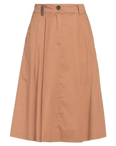 Peserico Woman Midi Skirt Brown Size 6 Cotton, Elastane